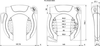 Abus Rahmenschloss Pro Shield 5850 NR ohne Halter schwarz  Produktbild 1